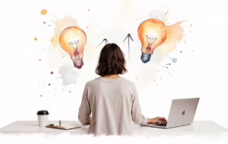 woman with light bulb ideas