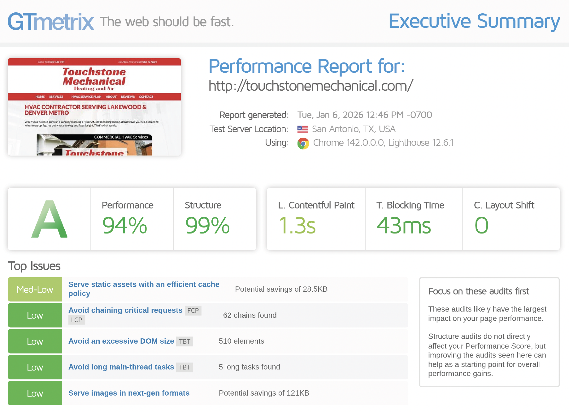 touchstone mechanical website screenshot