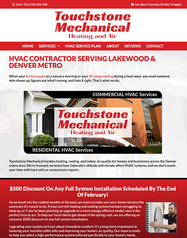 touchstone mechanical website screenshot