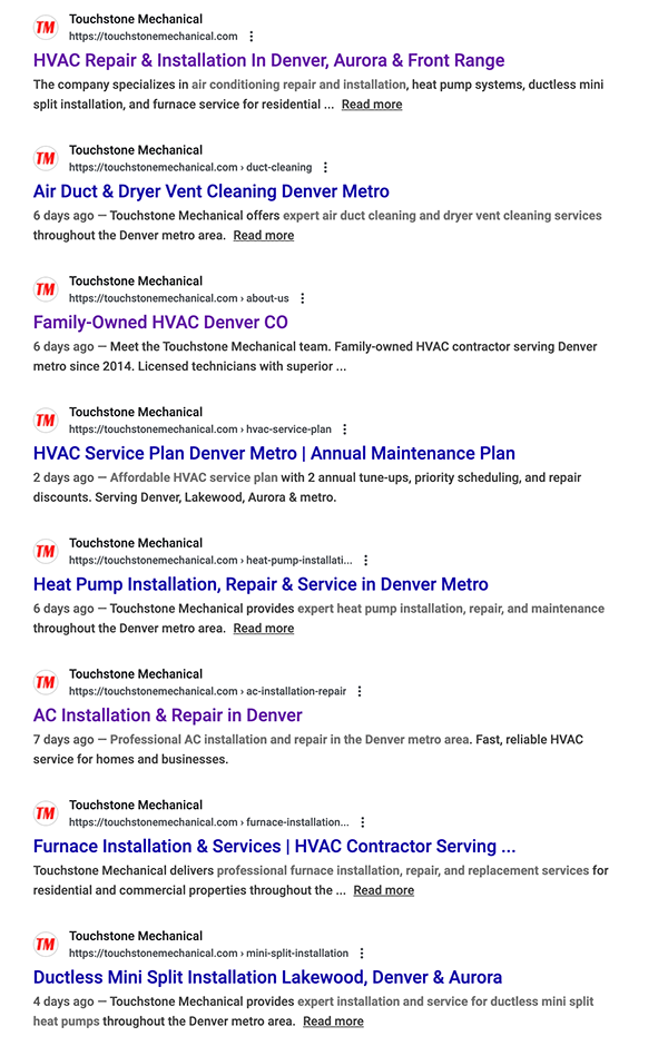touchstone mechanical website screenshot