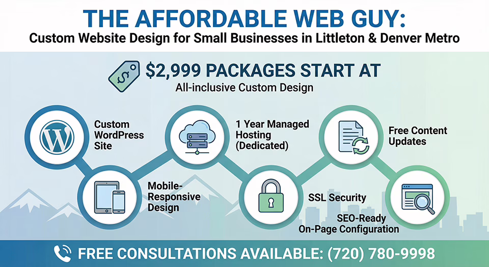 Infographic for The Affordable Web Guy offering custom WordPress websites for 